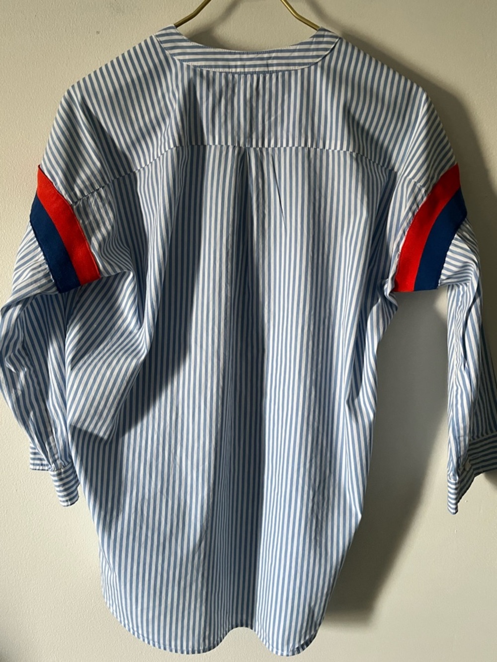 KULE Blue & White Stripe Nautical Preppy Popover Orange & Blue Knit Inserts S - Picture 5 of 9
